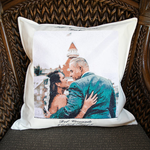 Custom Embroidered Pillow Portrait with Personalization