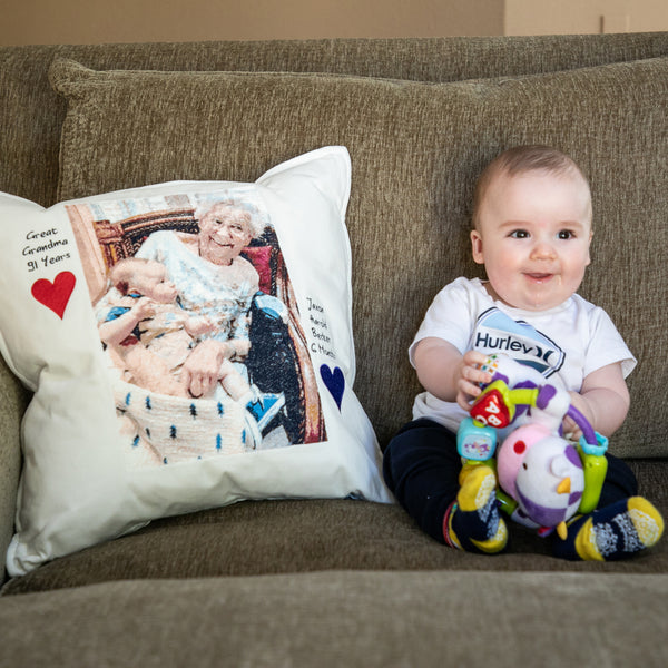 Custom Embroidered Pillow Portrait with Personalization